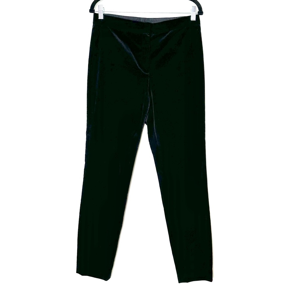 Theory Black Velvet Slim Tapered Trousers High Rise Minimalist Career Feminine
